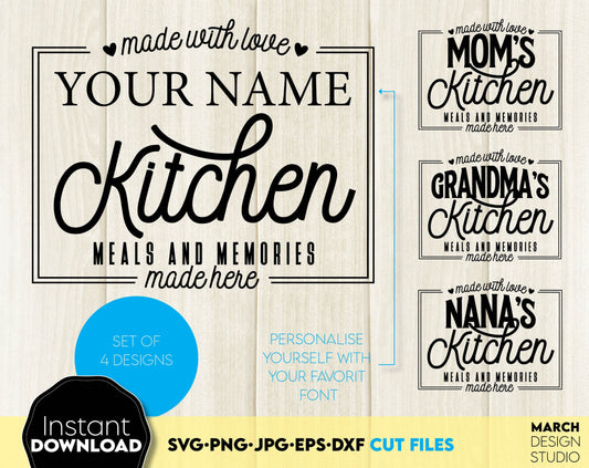 Kitchen SVG bundle designs for Your gift projects or kitchen decoration. Files allow you to use designs for engraving on glass, making shirts, tumblers with Cricut, Silhouette equipment. Monogram files also designed and easy to use for laser cutting