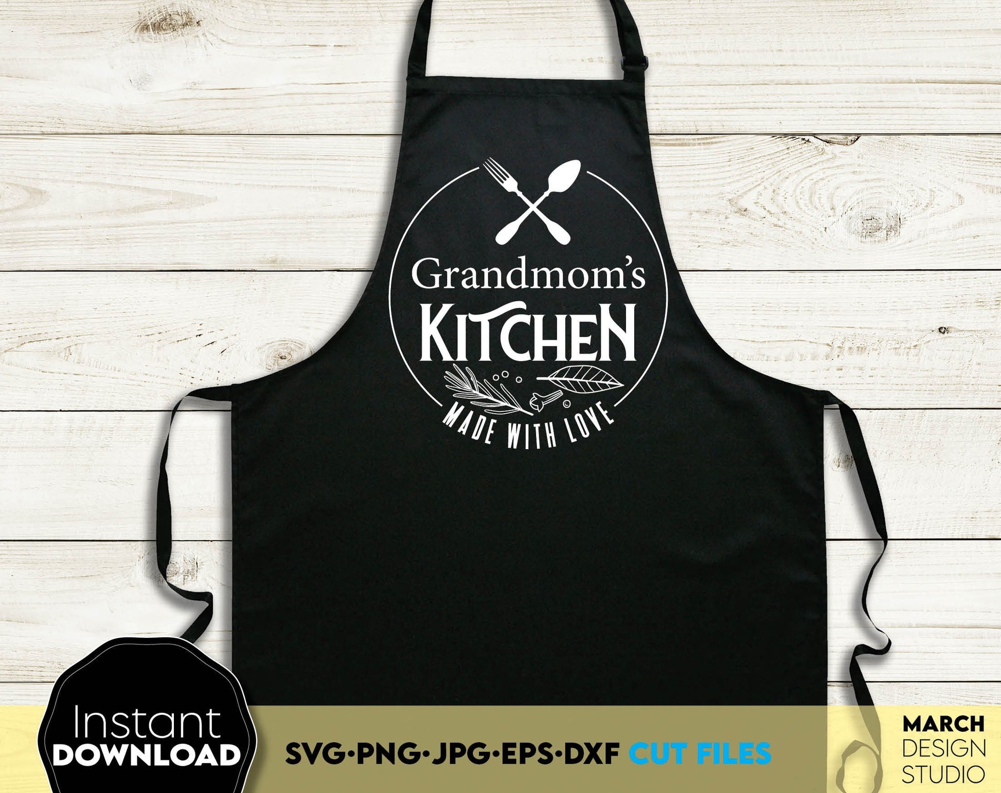 Custom Farmhouse kitchen sign with quote - made with love. SVG, PNG, JPG, EPS, DXF files included. Compatible with Cricut, Silhouette or other equipment. Cut from vinyl, use for sublimation or laser cut projects. Buy now for a good price and enjoy!