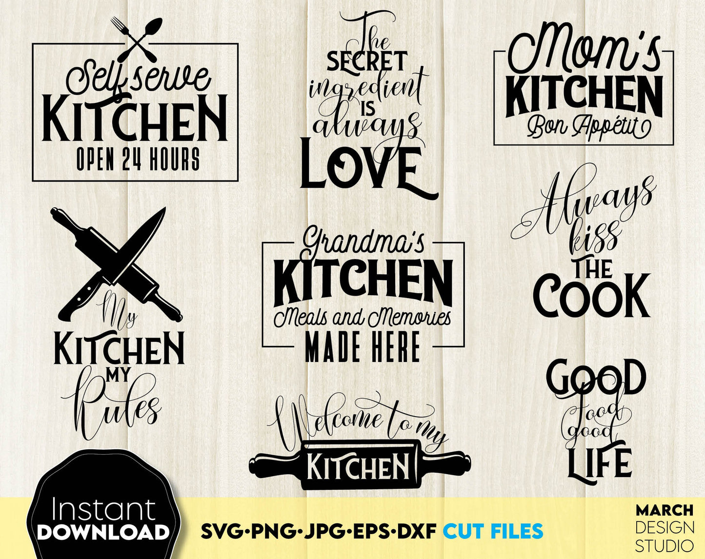 These Kitchen Sign Bundle designs and quotes you can use for decorating the kitchen of your house. Make it beautiful and delight the guests who come to you or use this design to make a beautiful gifts for your friends, relatives, or neighbors.