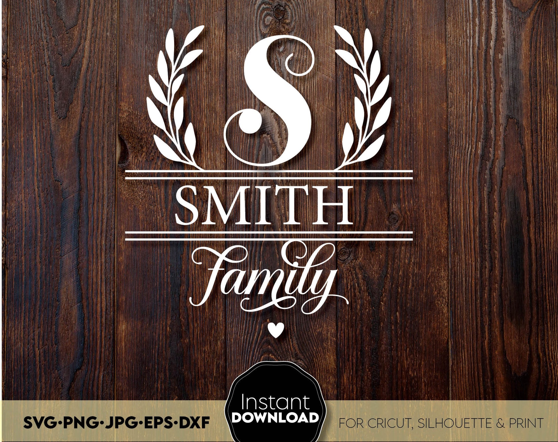 Family Name Monogram design for Your gift projects or home decoration. Files allow you to use designs for engraving on glass, making shirts, tumblers with Cricut, Silhouette equipment. Monogram files also designed and easy to use for laser cutting.