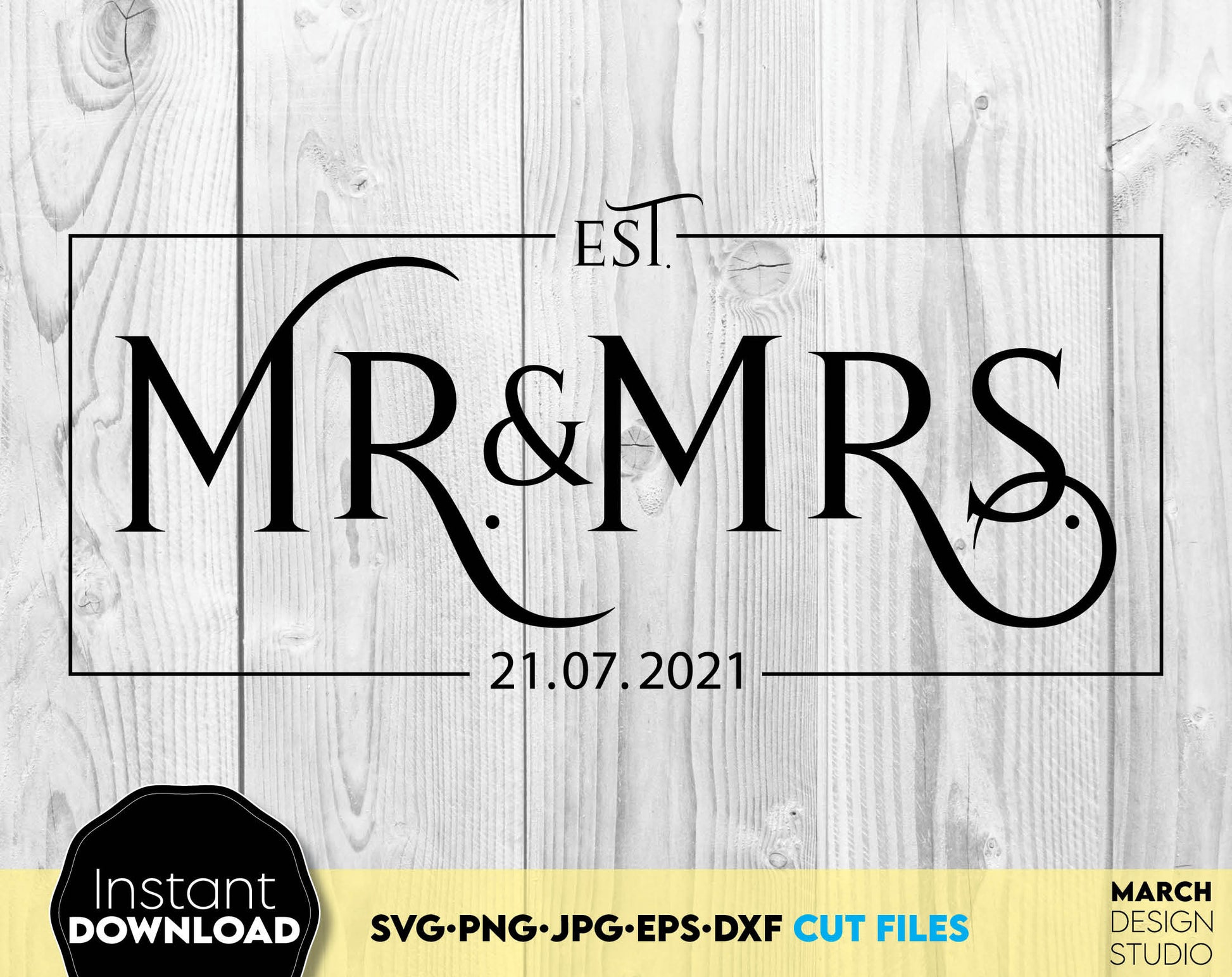 Mr and Mrs sign for Your wedding gift ideas. SVG PNG JPG EPS DXF files included. Compatible with Cricut, Silhouette or other equipment. Cut from vinul, use for sublimation or laser cut or grave projects. Buy now for a good price and enjoy!