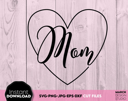 World Best Mom, Mom Heart - Your Mothers Day design. SVG, PNG, JPG, EPS and DXF files included. Compatible with Cricut, Silhouette and others machines. Use for sublimation or laser cut projects as well. Buy now for a good - discount price. Enjoy!