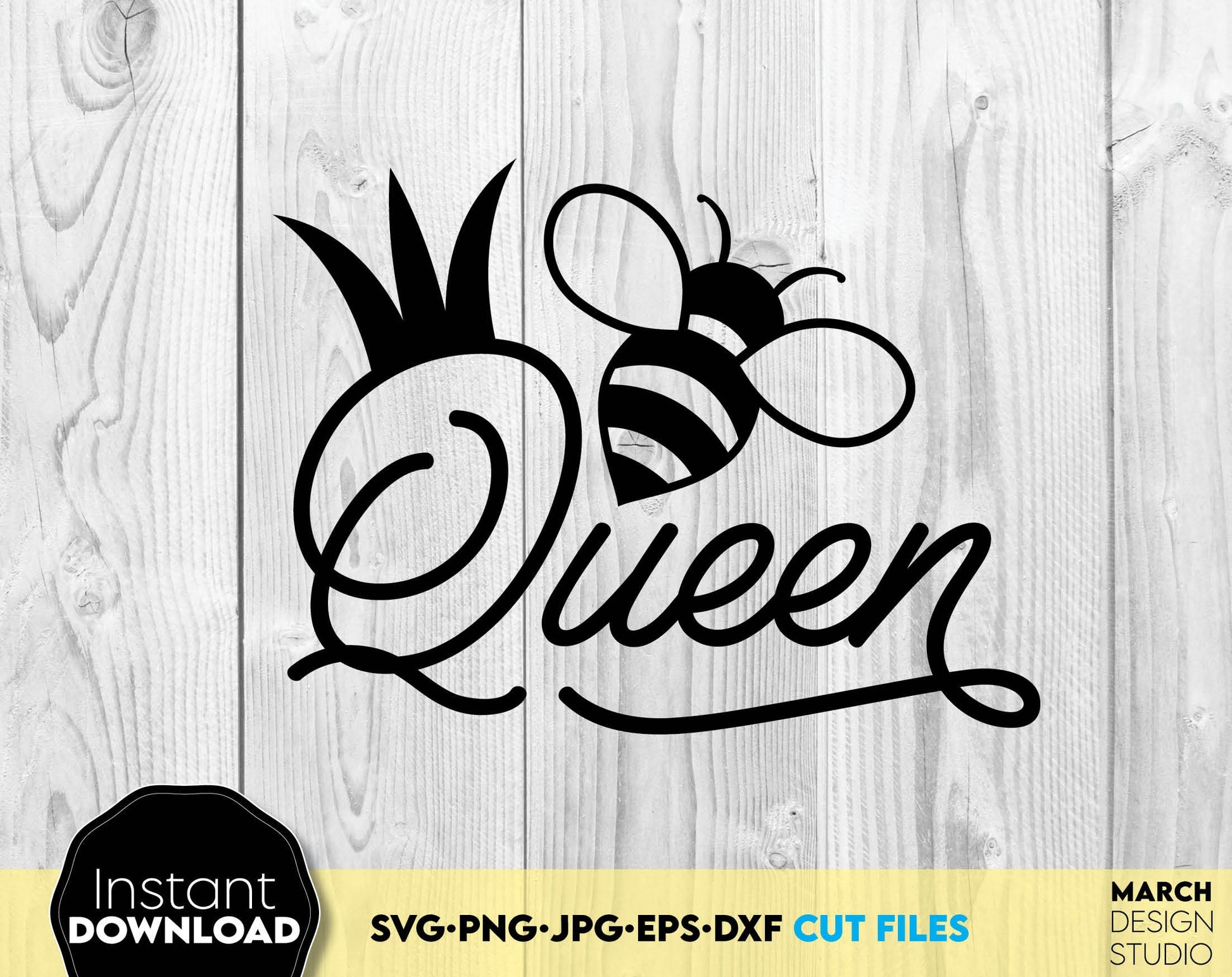 Bee Queen. Positive quote design SVG File for cut with Cricut, Silhouette or Glowforge equipment. A wonderful design for all life situations. Buy it now for a good price. SVG, DXF, EPS, PNG, JPG files included. Buy now and enjoy!