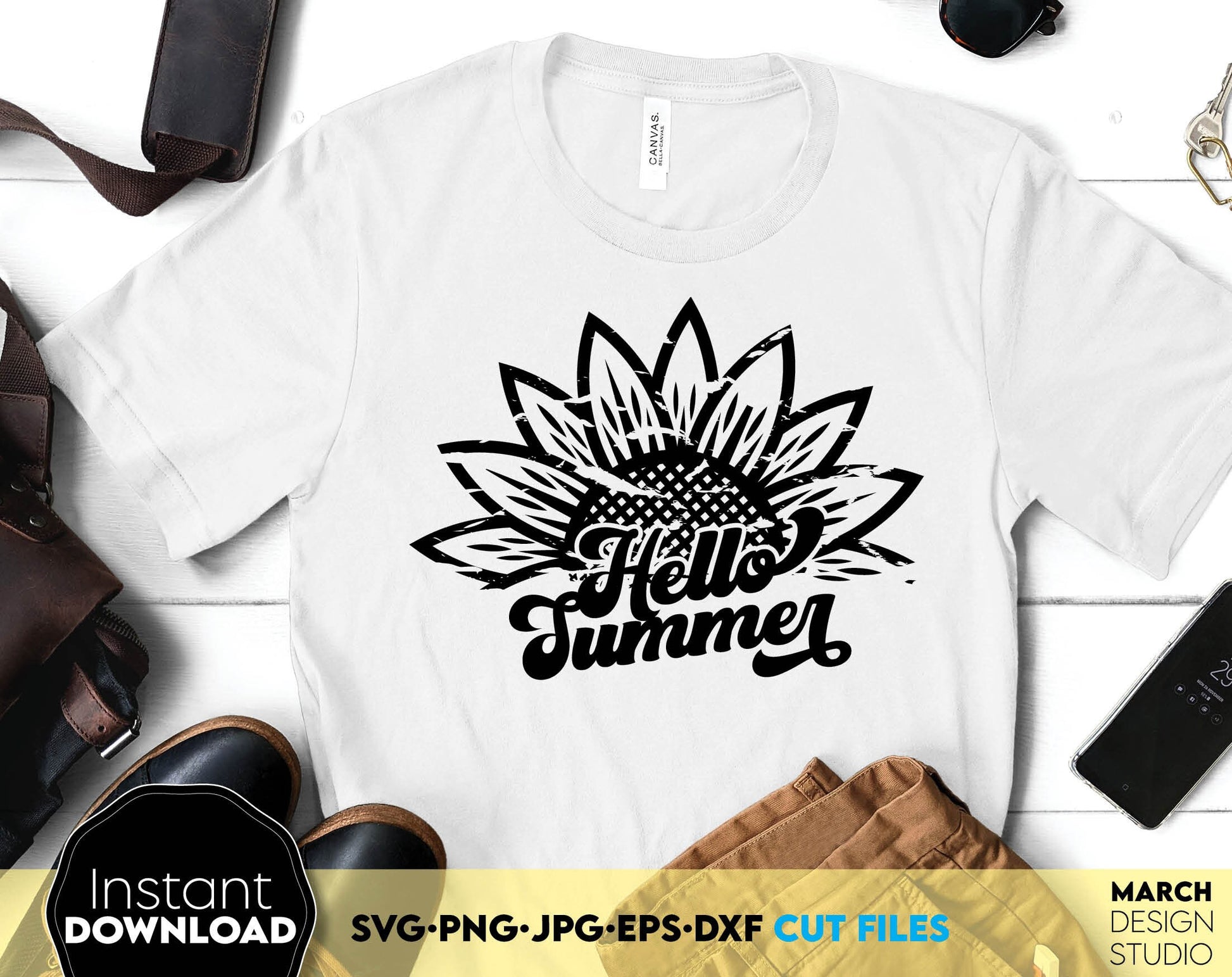 These Hello Summer Half Sunflower designs you can use them for Your shirt, tumblers, pillows or other projects. SVG, PNG, JPG, EPS, DXF files included. Compatible with Cricut, Silhouette and Glowforge equipment. Cut from vinyl, or use for sublimation