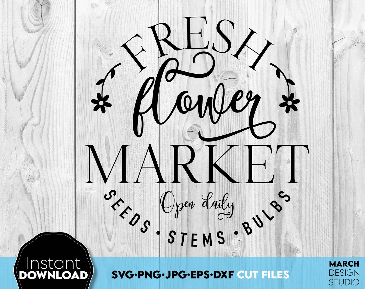 Spring ornaments bundle. Floral rabbit silhouette, welcome signs, fresh flower market, welcome sign and other designs included. All popular file formats. Cut for vinyl, use for sublimation or laser grave or cut projects. Buy now for a good price!