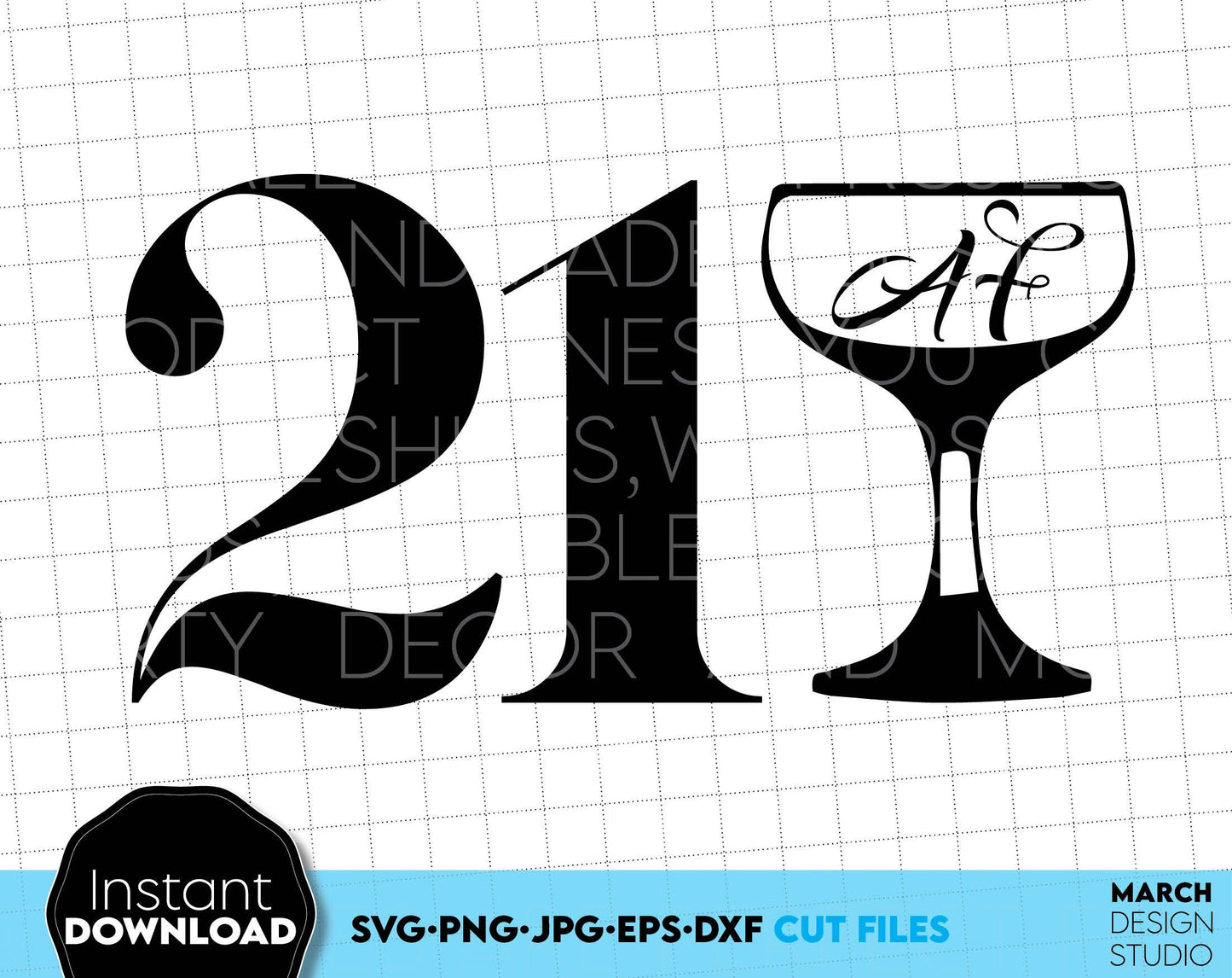 Legal Af Twenty One Birthday Shirt design. SVG PNG JPG EPS DXF files included. Compatible with Cricut, Silhouette or other equipment. Cut from vinyl, use for sublimation or laser cut or grave projects. Buy now for a good price and enjoy! Legal 21st.