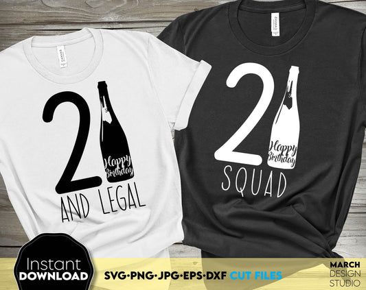 21 and Legal Birthday Shirt design. SVG PNG JPG EPS DXF files included. Compatible with Cricut, Silhouette or other equipment. Cut from vinyl, use for sublimation or laser cut or grave projects. Buy now for a good price and enjoy! Legal 21st.