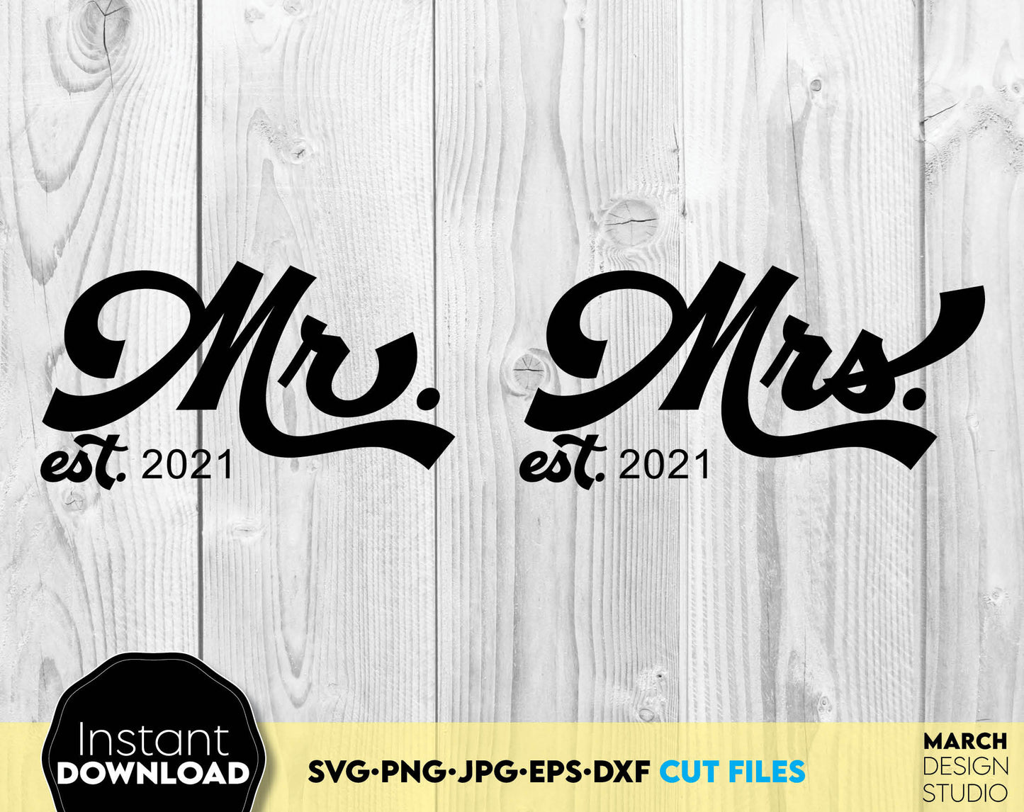 Mr and Mrs sign for Your wedding gift ideas. SVG PNG JPG EPS DXF files included. Compatible with Cricut, Silhouette or other equipment. Cut from vinul, use for sublimation or laser cut or grave projects. Buy now for a good price and enjoy!