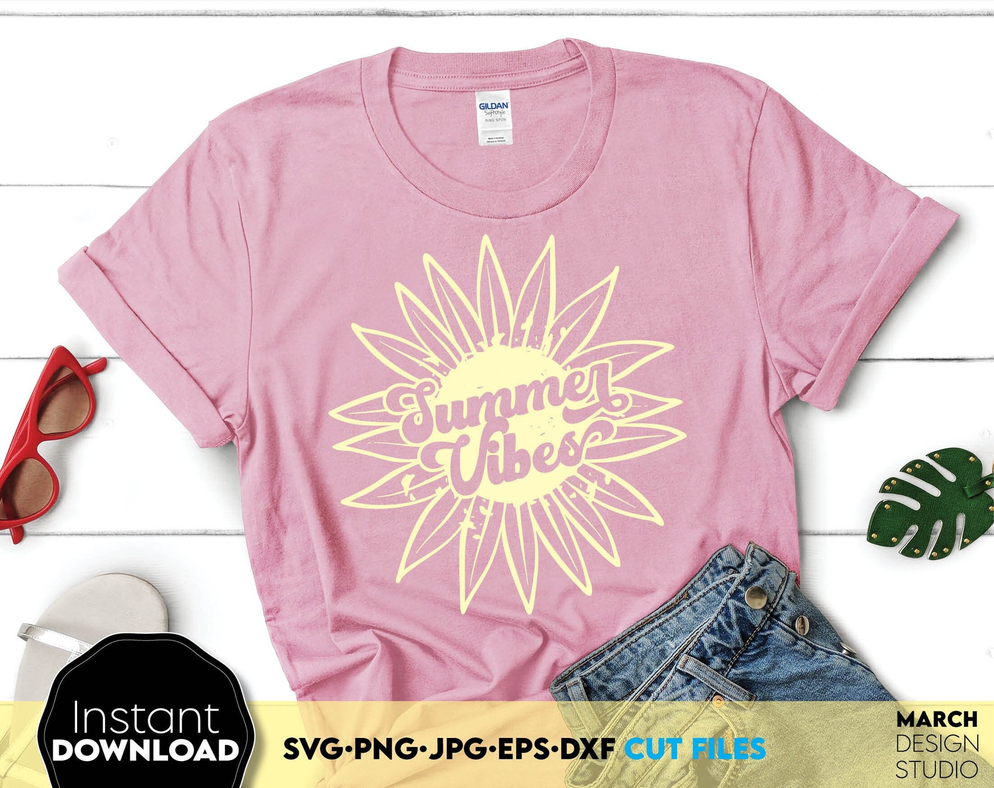 Sunflower Clipart For Summer Vibes Shirt. Use them for Your Holidays Shirts. SVG, PNG, DXF, EPS and EPS files included. Use for cutting from vinyl, sublimation or laser cut projects. Compatible with Cricut, Silhouette or other equipment. Buy now!