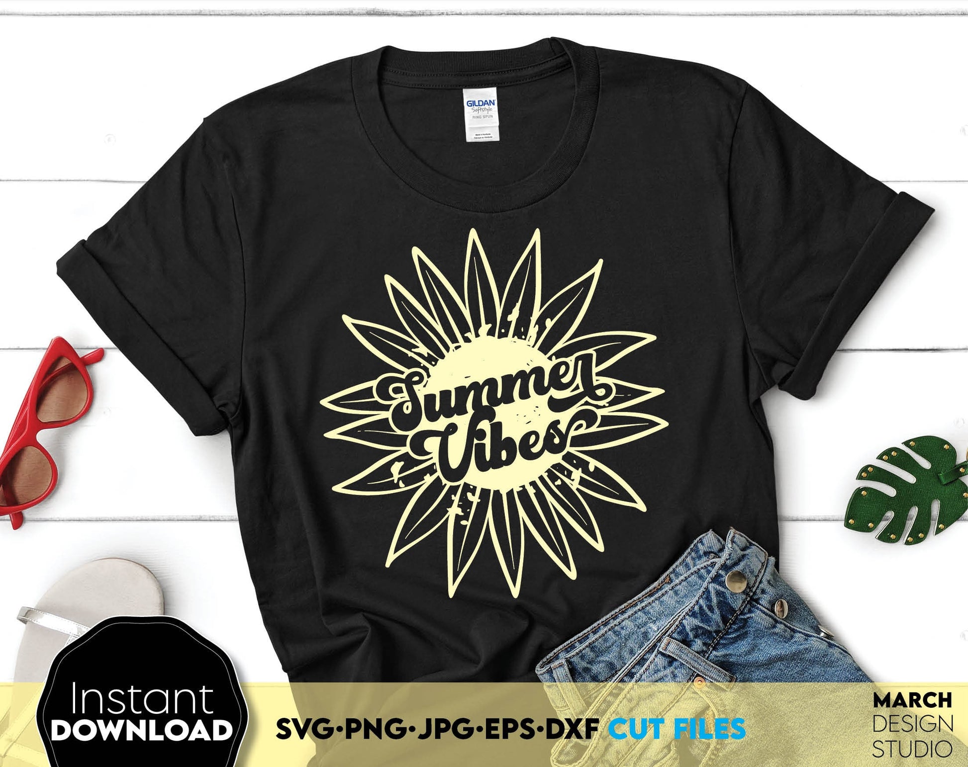 Sunflower Clipart For Summer Vibes Shirt. Use them for Your Holidays Shirts. SVG, PNG, DXF, EPS and EPS files included. Use for cutting from vinyl, sublimation or laser cut projects. Compatible with Cricut, Silhouette or other equipment. Buy now!