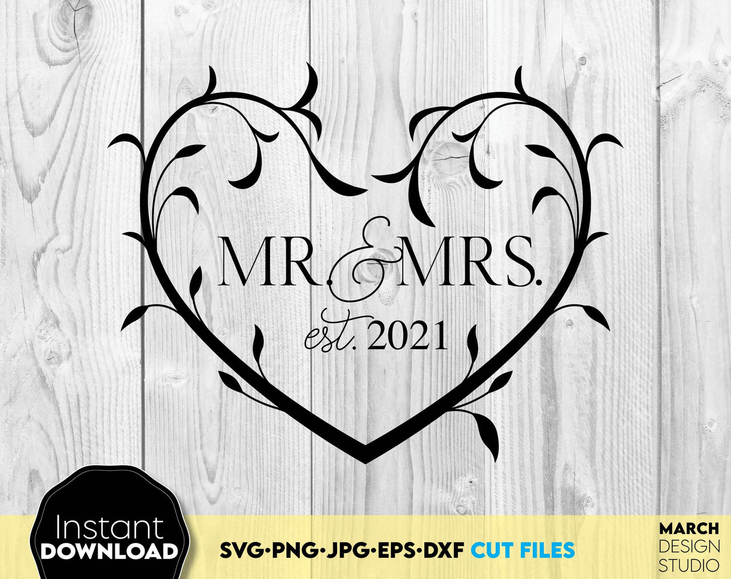 Mr and Mrs sign for Your wedding gift ideas. SVG PNG JPG EPS DXF files included. Compatible with Cricut, Silhouette or other equipment. Cut from vinul, use for sublimation or laser cut or grave projects. Buy now for a good price and enjoy!