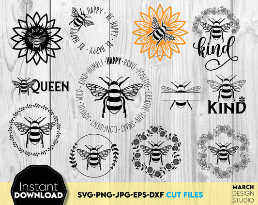 Bee Kind Tee Inspirational Shirt gift for all life situations. Original SVG files that you can use when making gifts. Use your Cricut or Silhouette, or put it on a cup, apron, or shirt. A unique gift for everyone! Buy now for a good price and enjoy!