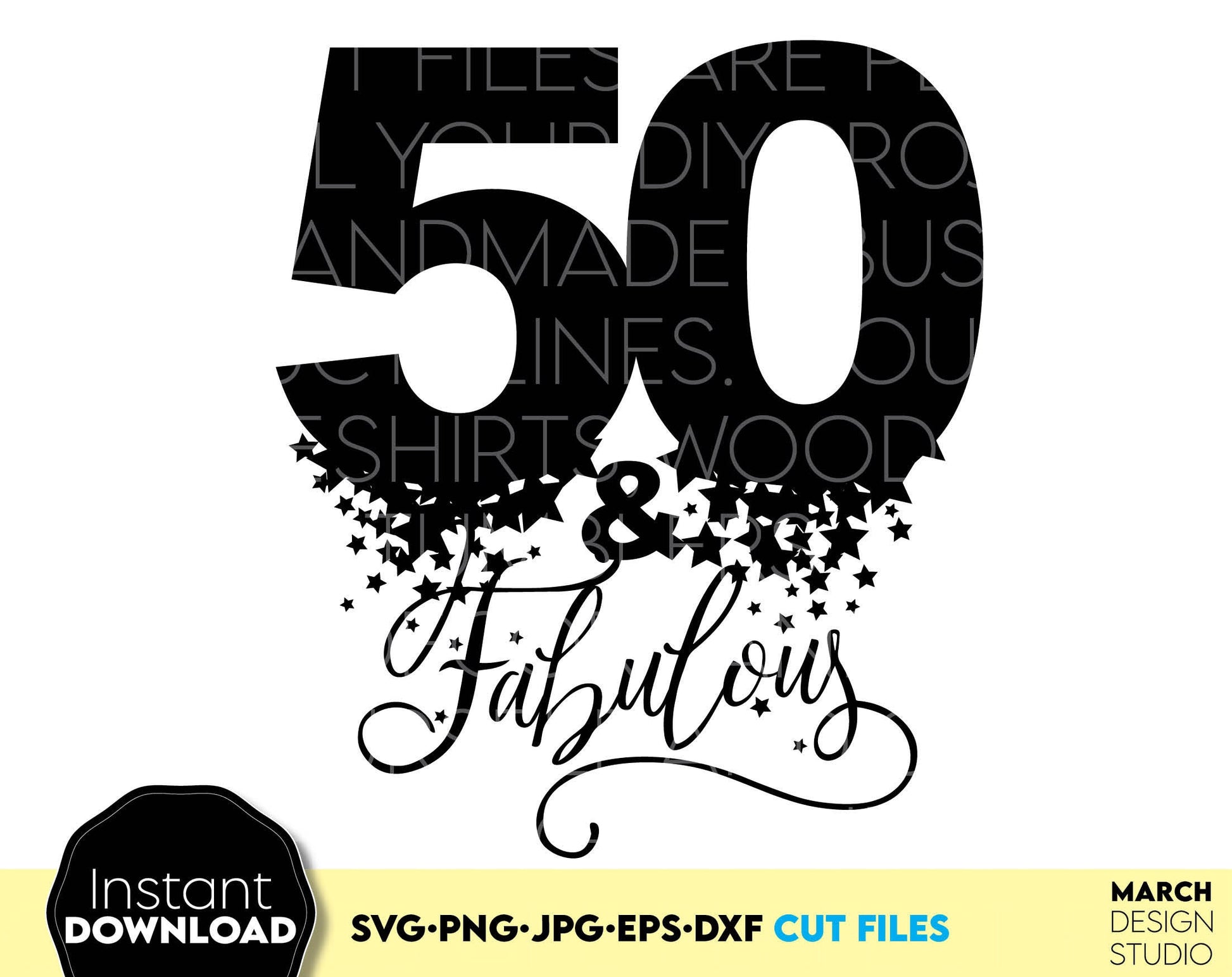 50 And Fabulous SVG is a good gift idea for Your loved ones 50th Birthday party. Glittered and vector files allow to use this 50 and fabulous for Your gift projects. Cut from vinyl, use for sublimation or other projects. Buy now for a good price!