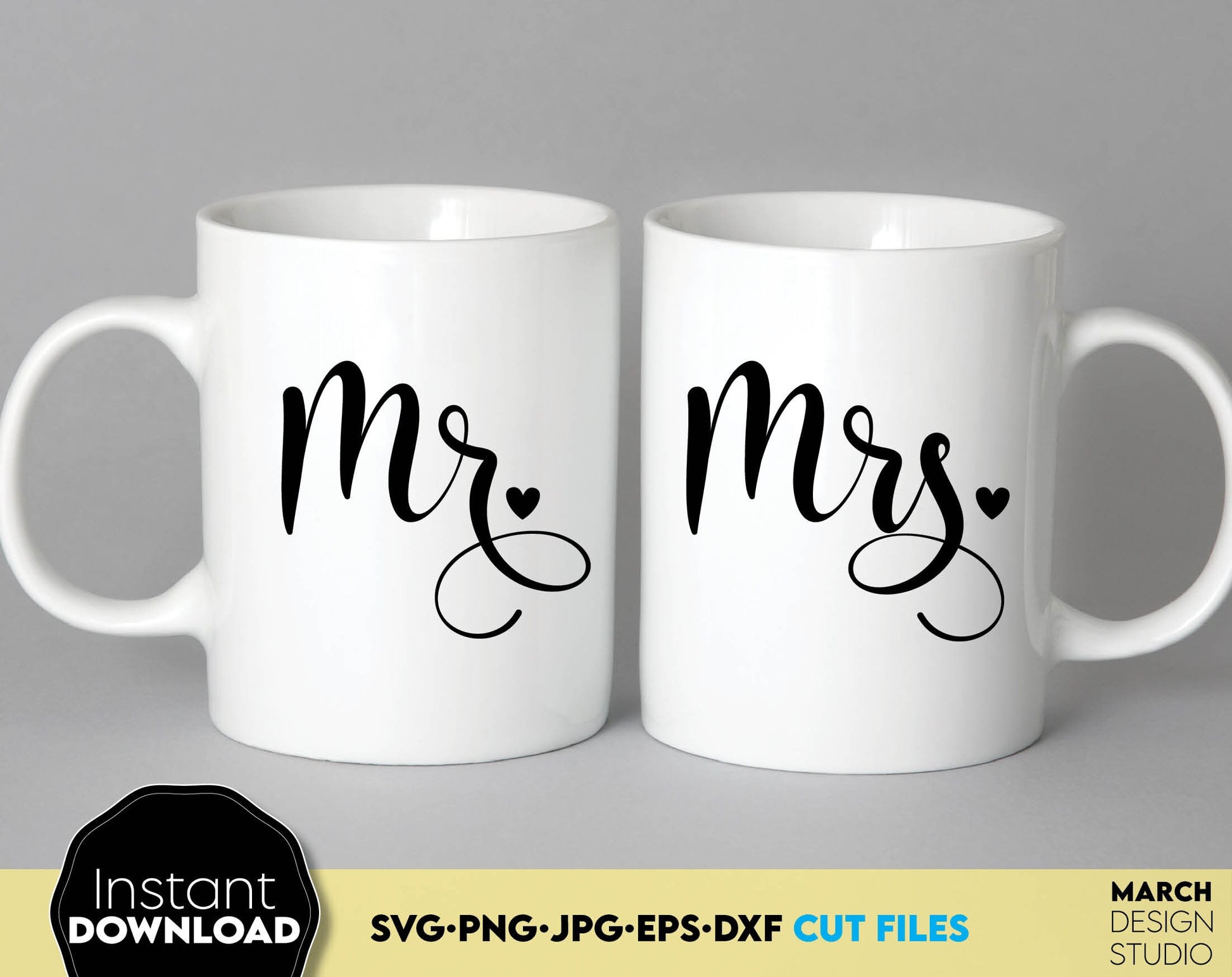 Mr and Mrs design for wedding, honeymoon or wedding anniversary shirts. SVG, DXF, EPS, PNG, JPG files included. Use for cutting from vinyl, sublimation or laser cut projects. Compatible with Cricut, Silhouette or other machines. Buy now and enjoy!