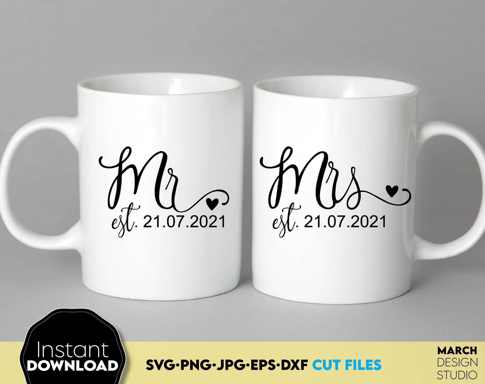 Mr. and Mrs. shirt design for Your Honeymoon, wedding or anniversary events. SVG, PNG, JPG, EPS and DXF files included. Compatible with Cricut, Silhouette and others machines. Use for sublimation or laser cut projects as well. Buy now and enjoy!