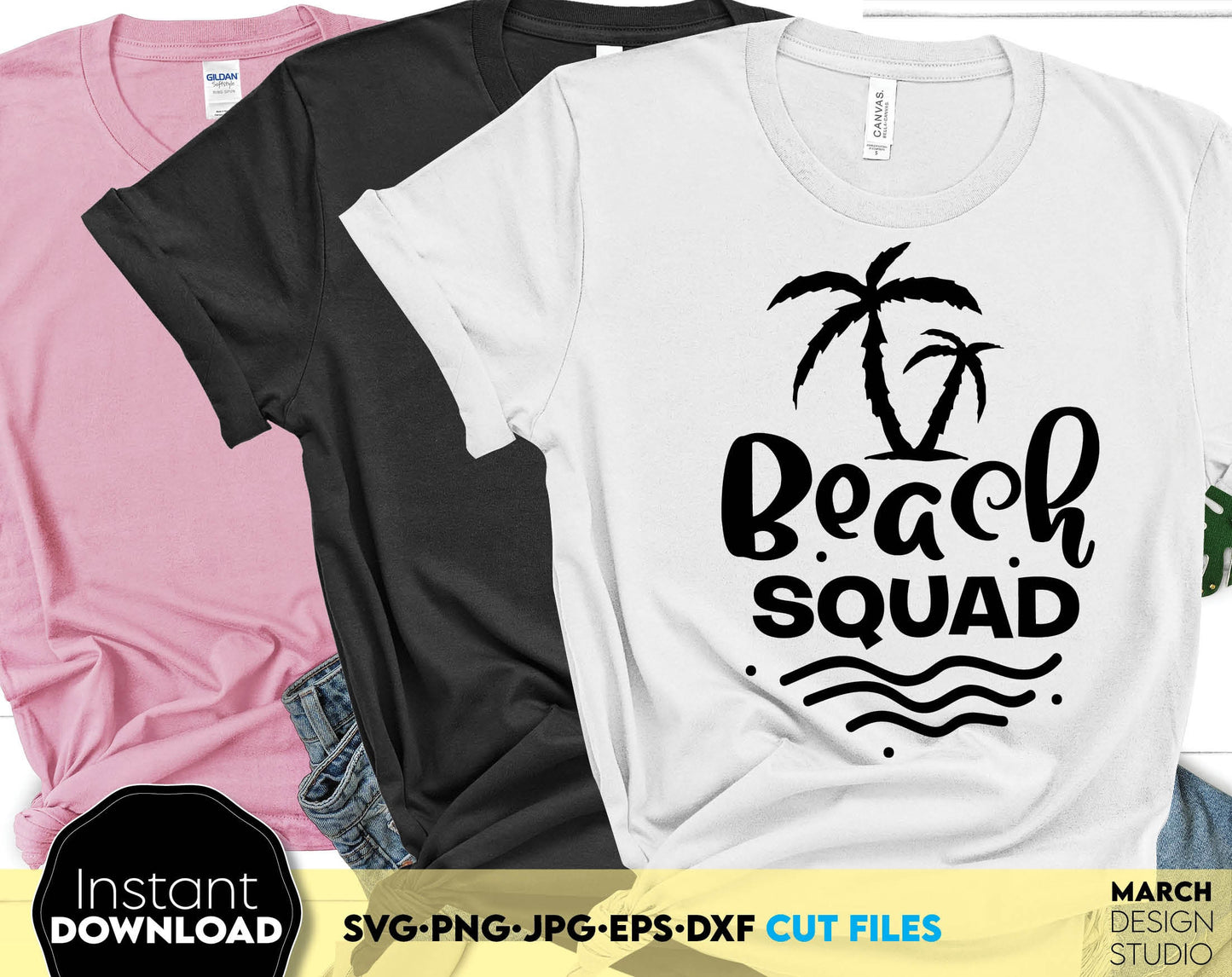 Vacay squad summer trip matching shirts bundle. Use for cutting form vinyl, sublimation or laser cut projects. SVG, PNG, DXF, EPS files included. Compatible with Cricut, Silhouette, Glowforge and other equipment. Buy now for a good price and enjoy!