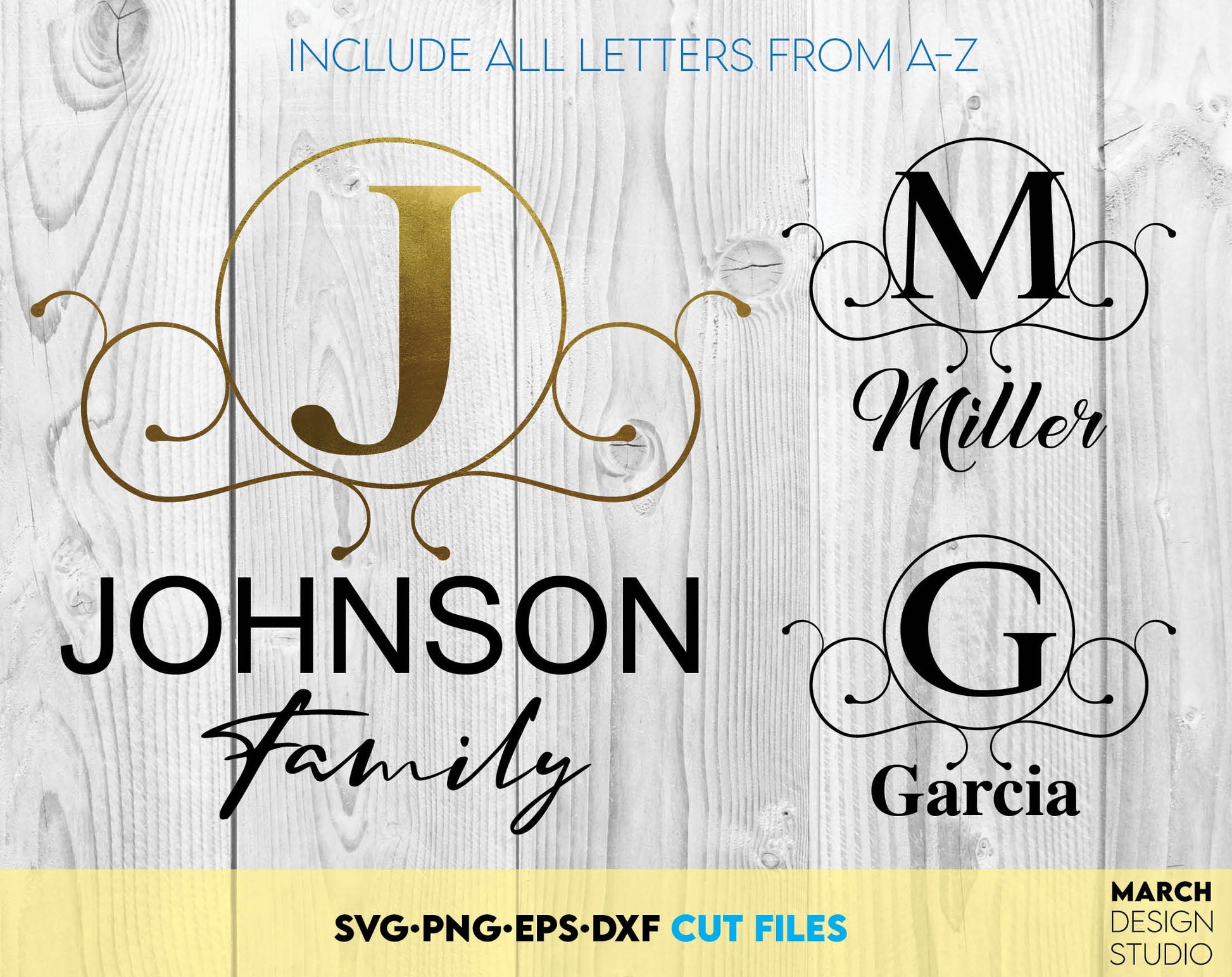 Circle Family Name Monogram, great and personalized design that can be used to create great gifts. Family Name Monograms wrapped in flowers are useful for creating wedding gifts, family name monograms or as a personal birthday gift. Buy now and enjoy