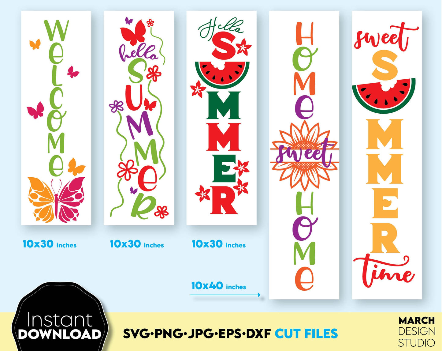 Summer welcome signs bundle for Your farmhouse front porch decoration. SVG PNG JPG EPS DXF files included. Compatible with Cricut, Silhouette or sublimation printers or other equipment. Cut from vinyl, use for sublimation or laser cut or grave proj.