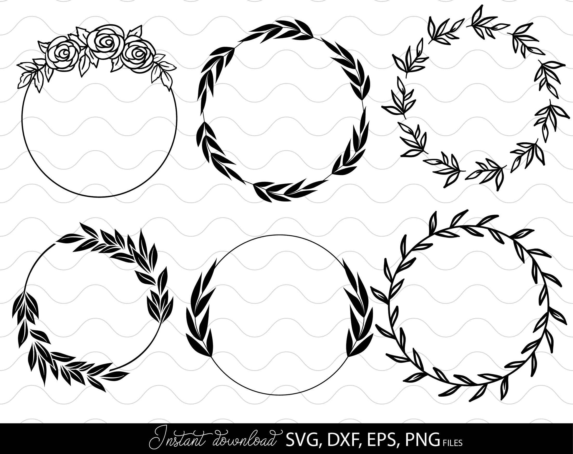 42 wreath bundle for Your Christmas, Birthday, Wedding or other gift ideas. SVG, DXF, EPS and PNG files included. Compatible with Cricut, Silhouette or other equipment. Cut from vinyl or use for sublimation or other projects. Buy now for a good price