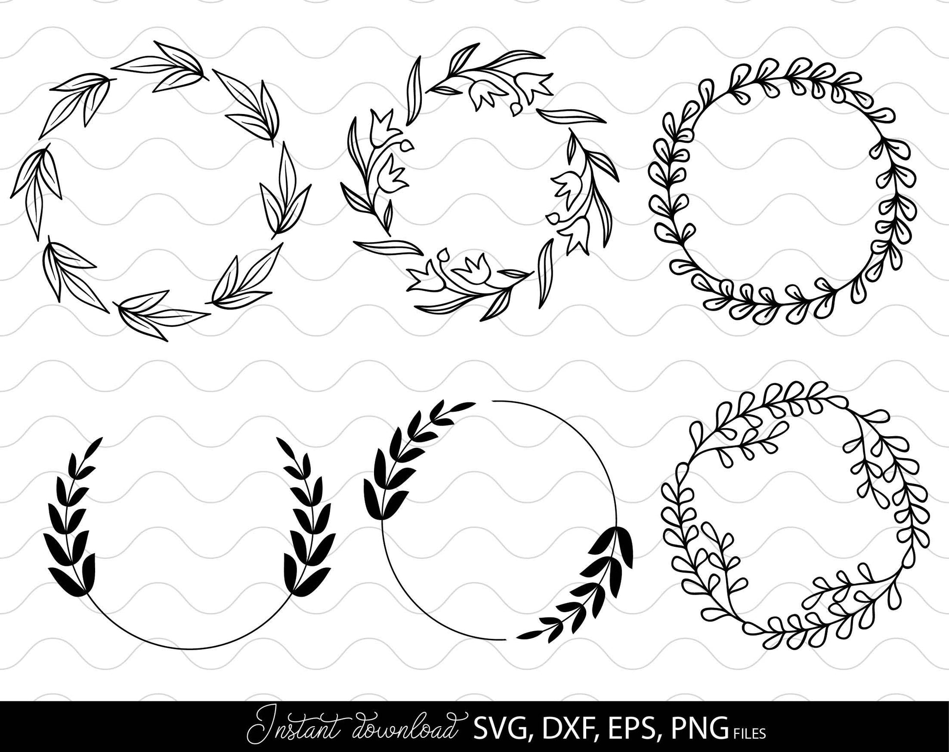 42 wreath bundle for Your Christmas, Birthday, Wedding or other gift ideas. SVG, DXF, EPS and PNG files included. Compatible with Cricut, Silhouette or other equipment. Cut from vinyl or use for sublimation or other projects. Buy now for a good price