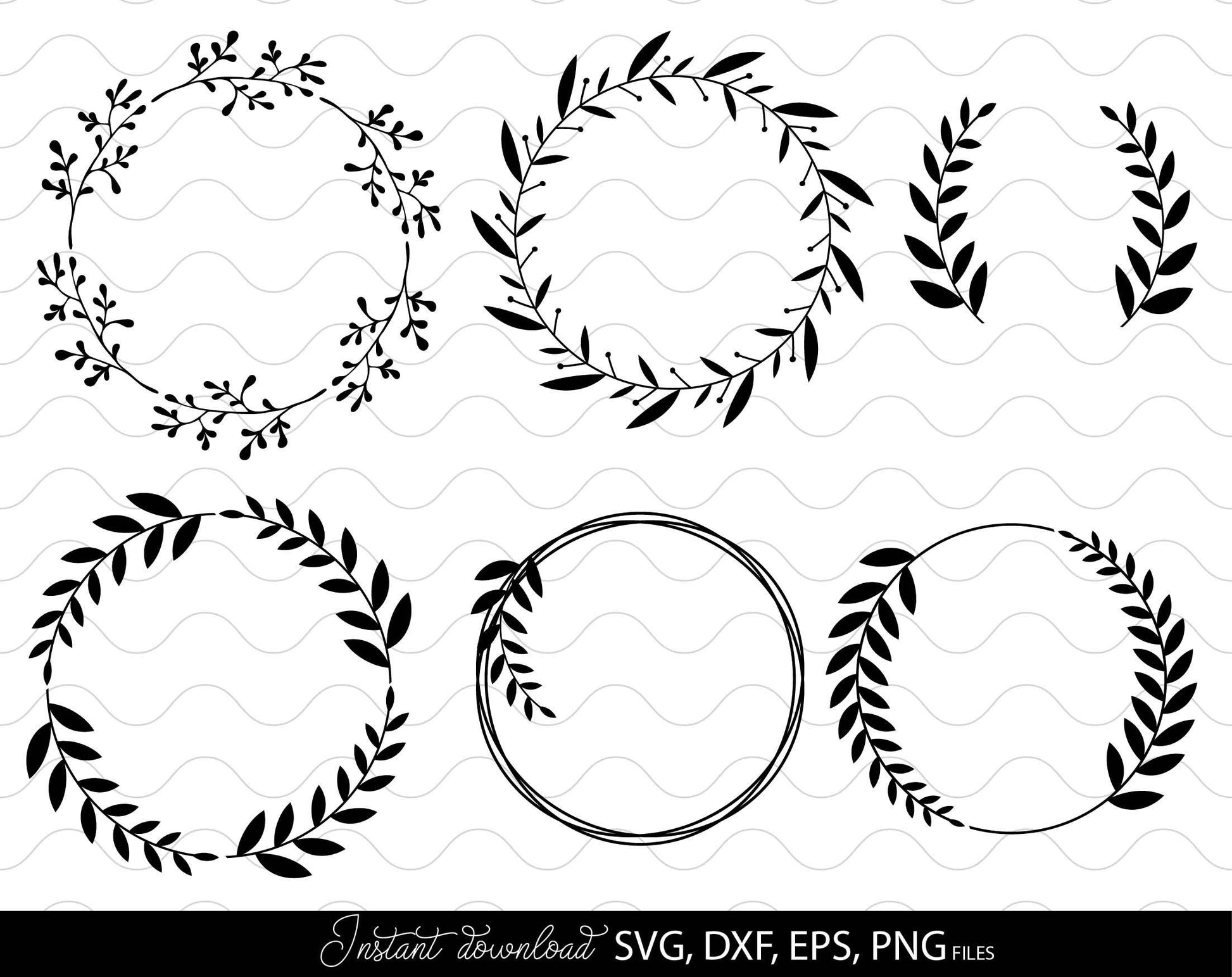 42 wreath bundle for Your Christmas, Birthday, Wedding or other gift ideas. SVG, DXF, EPS and PNG files included. Compatible with Cricut, Silhouette or other equipment. Cut from vinyl or use for sublimation or other projects. Buy now for a good price