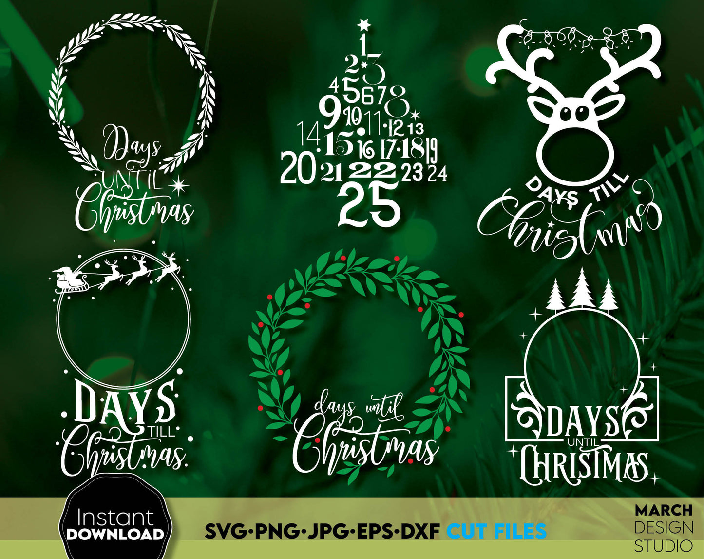 Christmas Countdown svg png bundle. Use for Your home decoration, Days until Christmas bundle are beautiful for Christmas countdown tables. Use for cutting from vinyl, sublimation or laser cut projects. Buy now and enjoy!