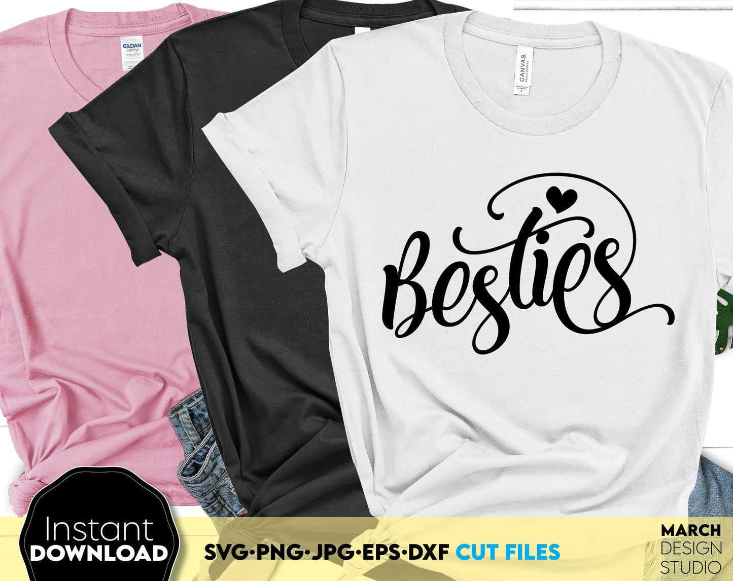 Besties file design. SVG PNG JPG EPS DXF files included. Compatible with Cricut, Silhouette or other equipment. Cut from vinyl or use for sublimation projects. Great gift idea for Your best friend. Buy now for a good price and enjoy!