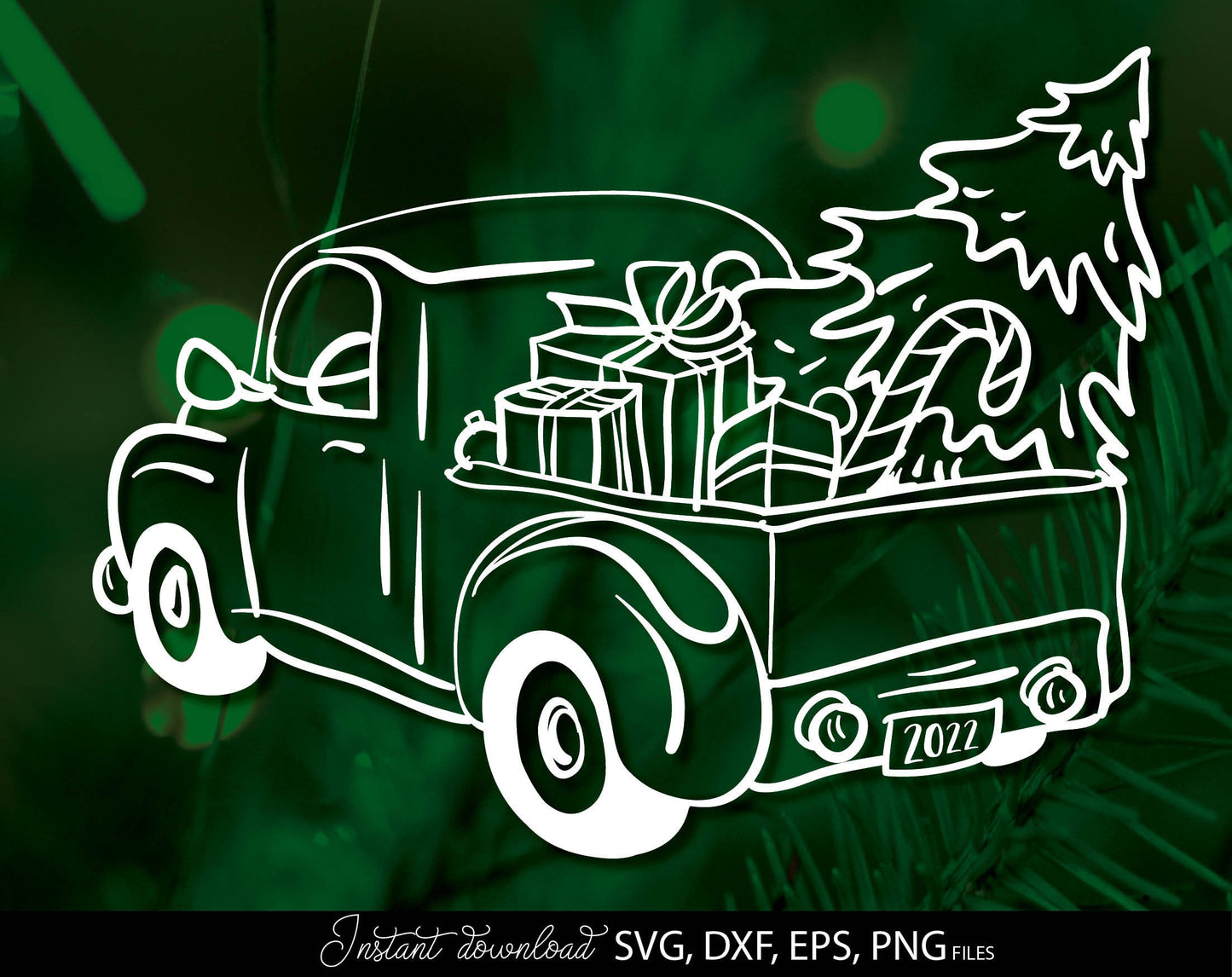 Christmas Truck with Christmas Tree design you can use to surprise and delight your loved ones on Christmas. Christmas Ornament in various fail formats allow you to use this files for any Your Christmas project. Use with laser Cutting machines.