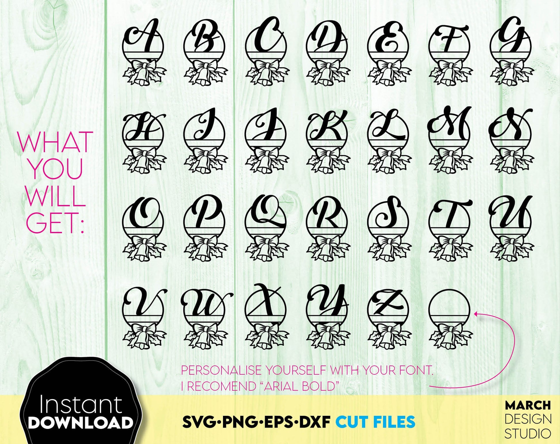 Monogram SVG bundle designs for Your gift projects or home decoration.
Files allow you to use designs for engraving on glass, making shirts, tumblers with Cricut, Silhouette equipment. Monogram files also designed and easy to use for laser cutting