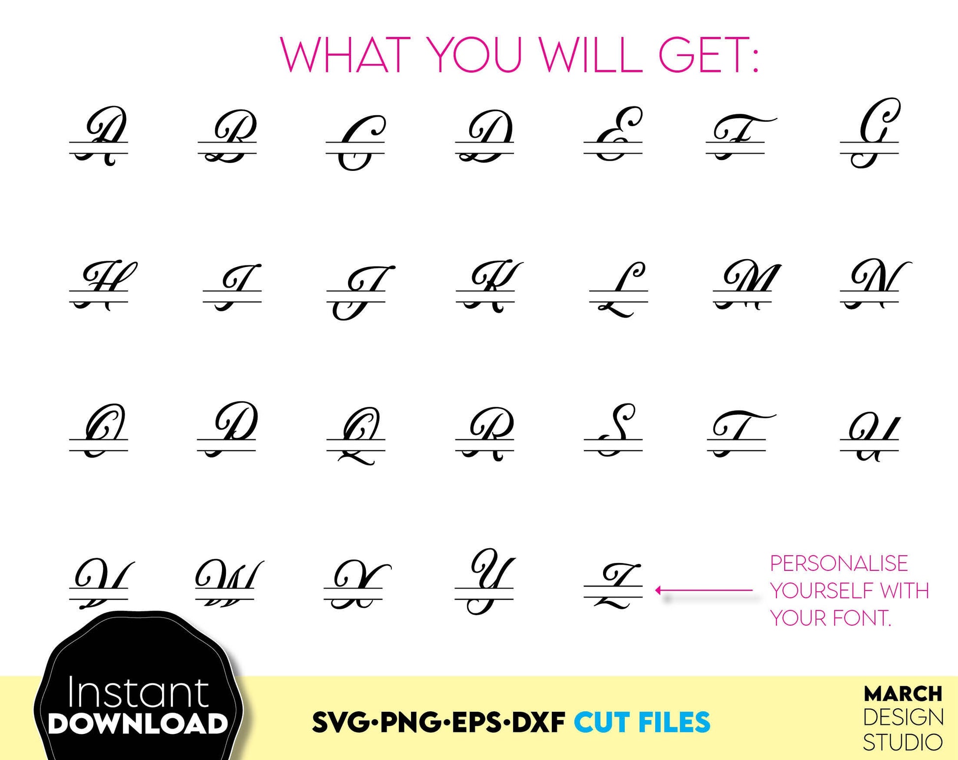 Split Monogram SVG, Monogram SVG, Family Monogram SVG, Split Letters svg, Wedding Monogram svg, Personalized Gift svg, Last Name Sign Png