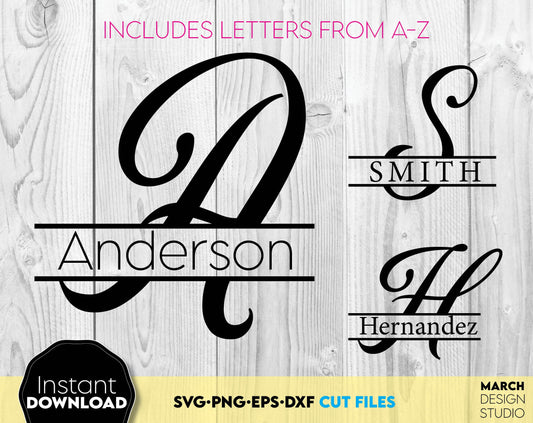 Split Monogram SVG, Monogram SVG, Family Monogram SVG, Split Letters svg, Wedding Monogram svg, Personalized Gift svg, Last Name Sign Png