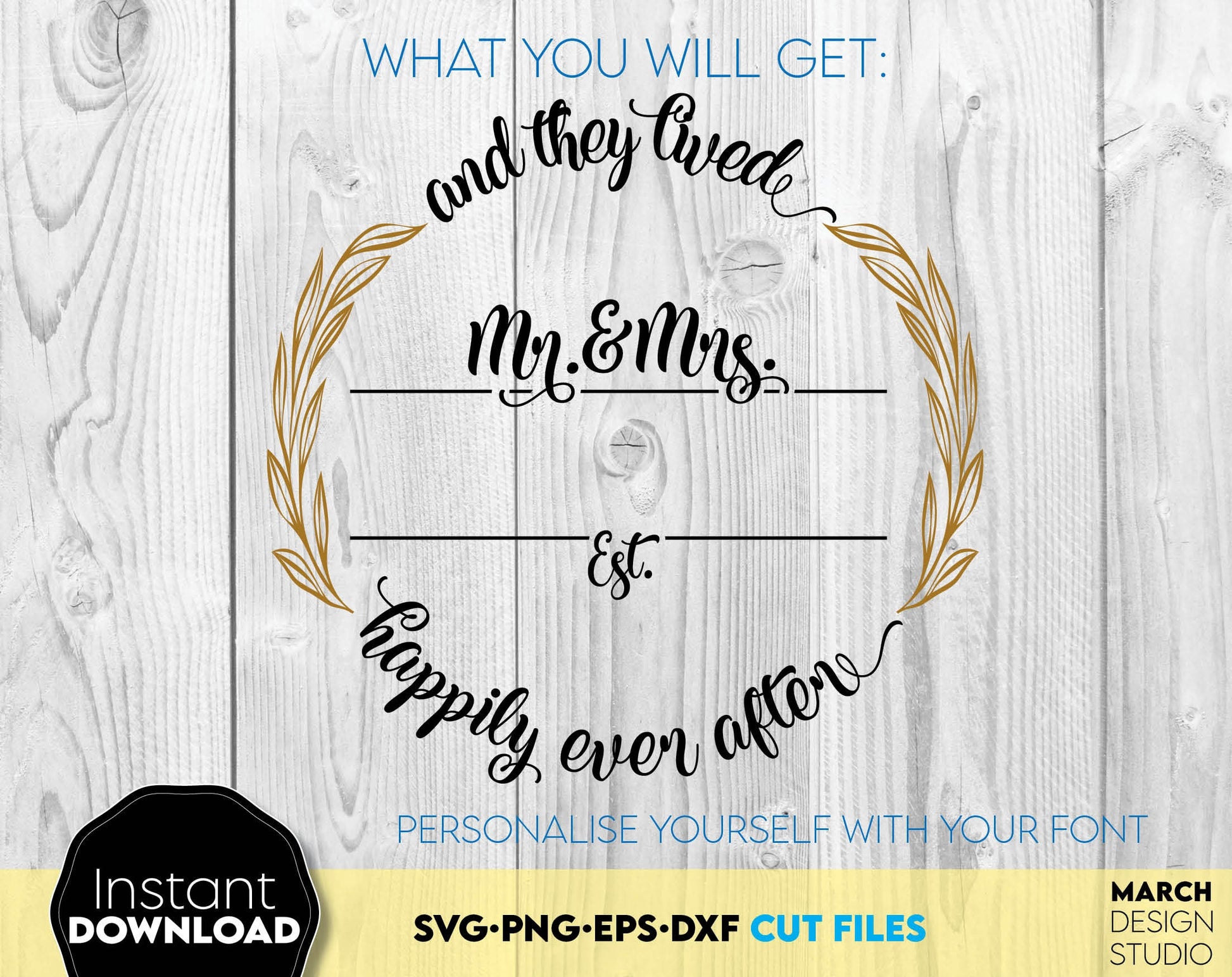 Custom Mr Mrs wedding monogram for wedding gift ideas. SVG PNG JPG EPS DXF files included. Compatible with Cricut, Silhouette or other equipment. Cut from vinul, use for sublimation or laser cut or grave projects. Buy now for a good price and enjoy!