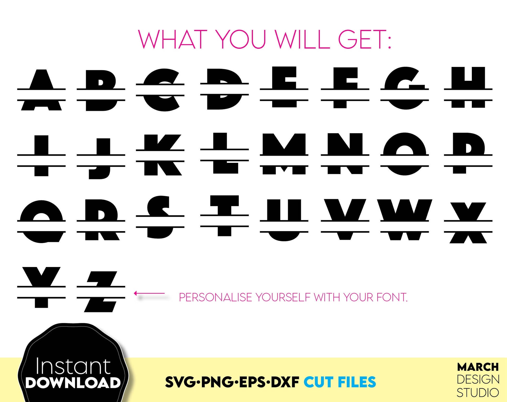 Split Monogram bundle design for Your gift projects or home decoration. Files allow you to use designs for engraving on glass, making shirts, tumblers with Cricut, Silhouette equipment. Monogram files also designed and easy to use for laser cutting.