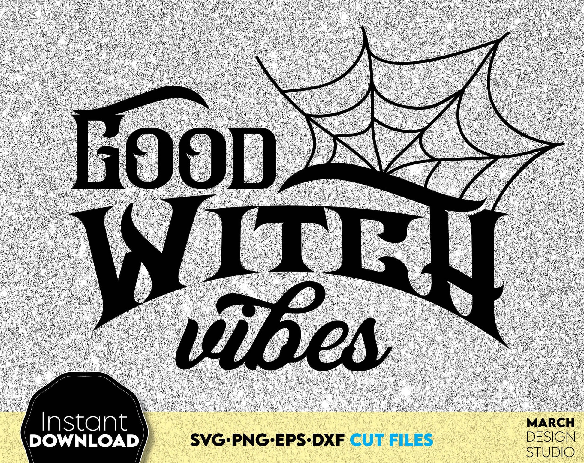 Good Witch Vibes design for your Halloween evening project. The SVG, PNG, DXF, EPS files included. Use for cutting from vinyl, for sublimation or laser cut projects. Compatible with Cricut, Silhouette or other machines. Buy now for a good price!