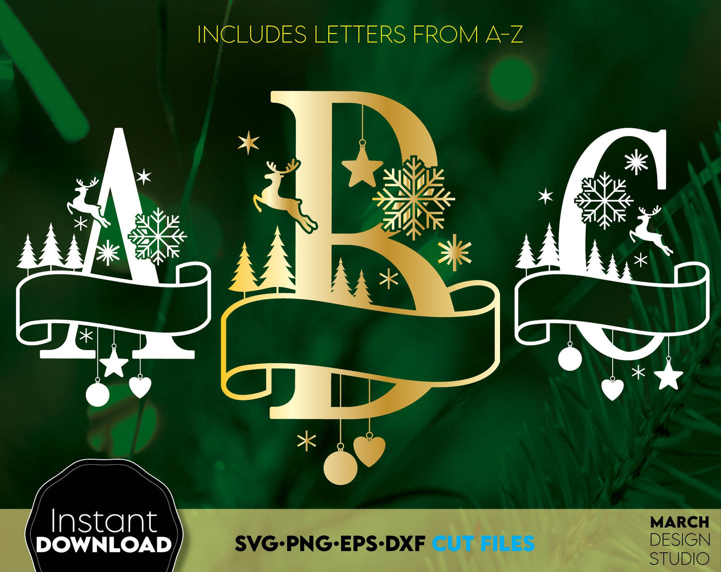 Split Monogram SVG, Christmas Letters, Christmas Monograms SVG, Christmas SVG, svg Files For Cricut, Christmas Ornaments svg, dxf, png, jpg