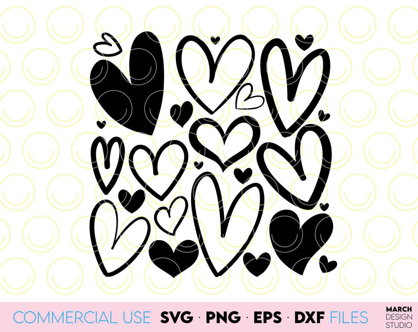 Valentines Day Hearts bundle for Yours Valentines Day projects. Use for cutting form vinyl, sublimation or laser cut projects. SVG, PNG, DXF, EPS files included. Compatible with Cricut, Silhouette, Glowforge and other equipment. Buy now and enjoy!