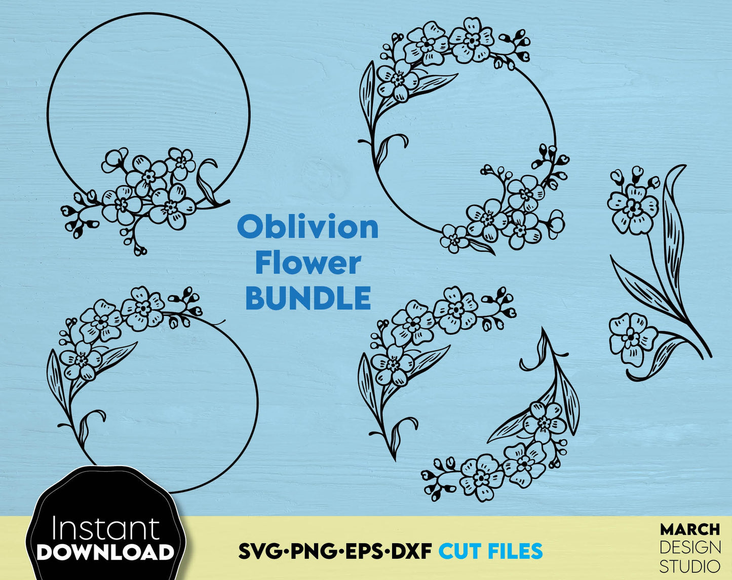 Floral circle wreath for your gift projects. SVG, DXF, EPS, PNG files included. Use for cutting from vinyl, sublimation or laser cut projects. Compatible with Cricut, Silhouette or other machines. Buy now for a good price and enjoy!