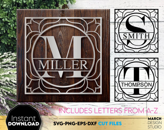 Split Monogram SVG | Monogram SVG | Family Last Name Monogram SVG | Split Letters Monogram svg | Wedding Monogram svg | Last Name Sign Png