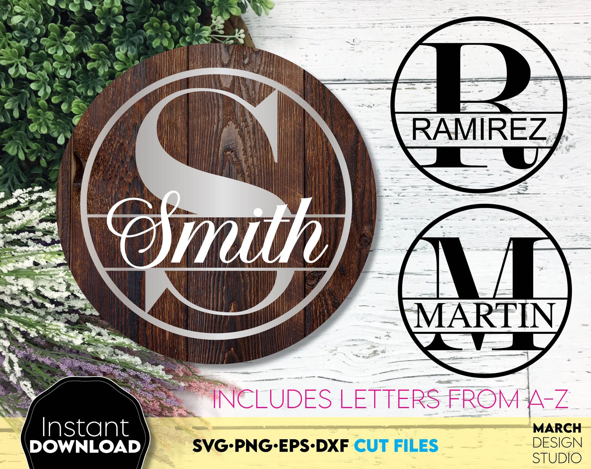 Monogram fonts split monogram for Your gift projects or home decoration. Files allow you to use designs for engraving on glass, making shirts, tumblers with Cricut, Silhouette equipment. Monogram files also designed to use for laser cutting.