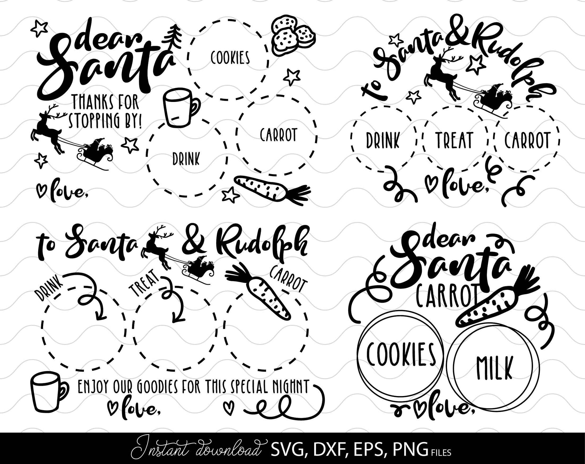 Cookies For Santa Plate SVG Bundle files in various formats allow you to use my wonderful designs for engraving on glass, making shirts, cups, tumblers pillows etc. with Cricut, Silhouette or Glowforge equipment, or use as laser cut files. Buy now!