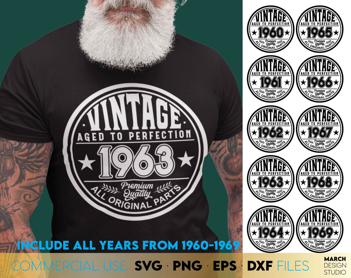 Aged to perfection Dad Birthday Svg Bundle for a great gift for your Dad. Use SVG, DXF, EPS or PNG files formats to make Fathers Day or Dads birthday gifts. Put the design on a cup, shirt or apron for your best dad in the world! Buy now and enjoy!