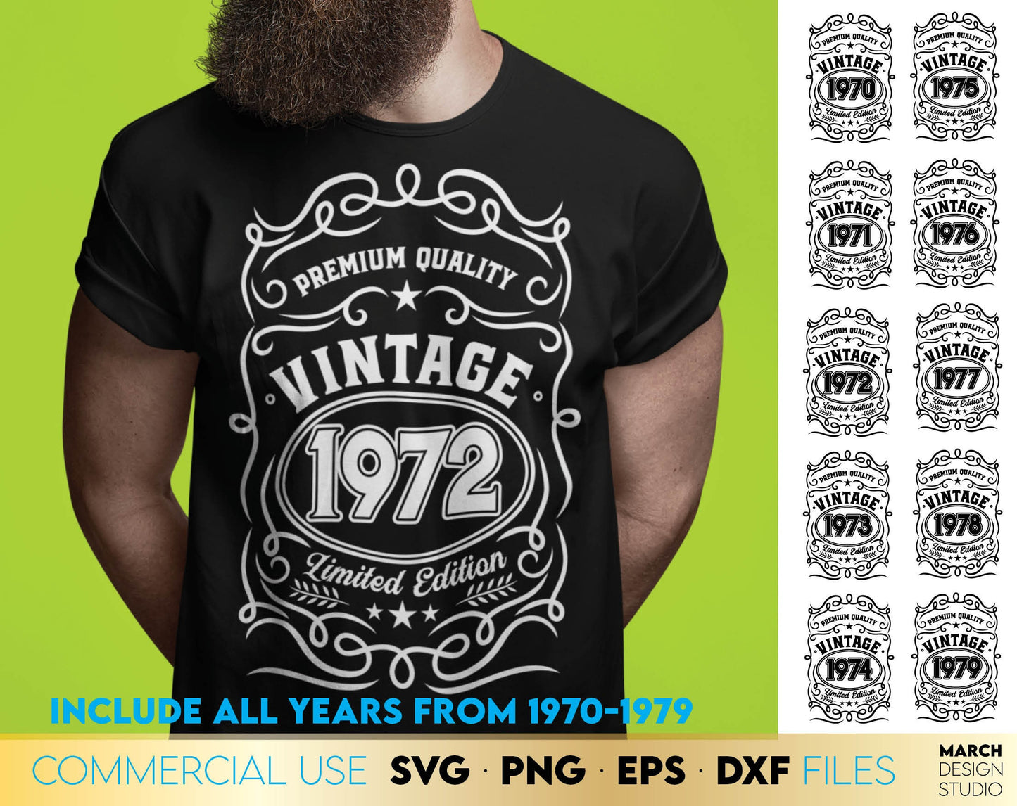 Vintage Birthday Dad Shirts Bundle or Fathers day shirt designs bundle. SVG, PNG, EPS and DXF files included. Cut from vinyl, use for sublimation or laser cut projects. Compatible with Cricut, Silhouette or other machines. Buy now and enjoy!