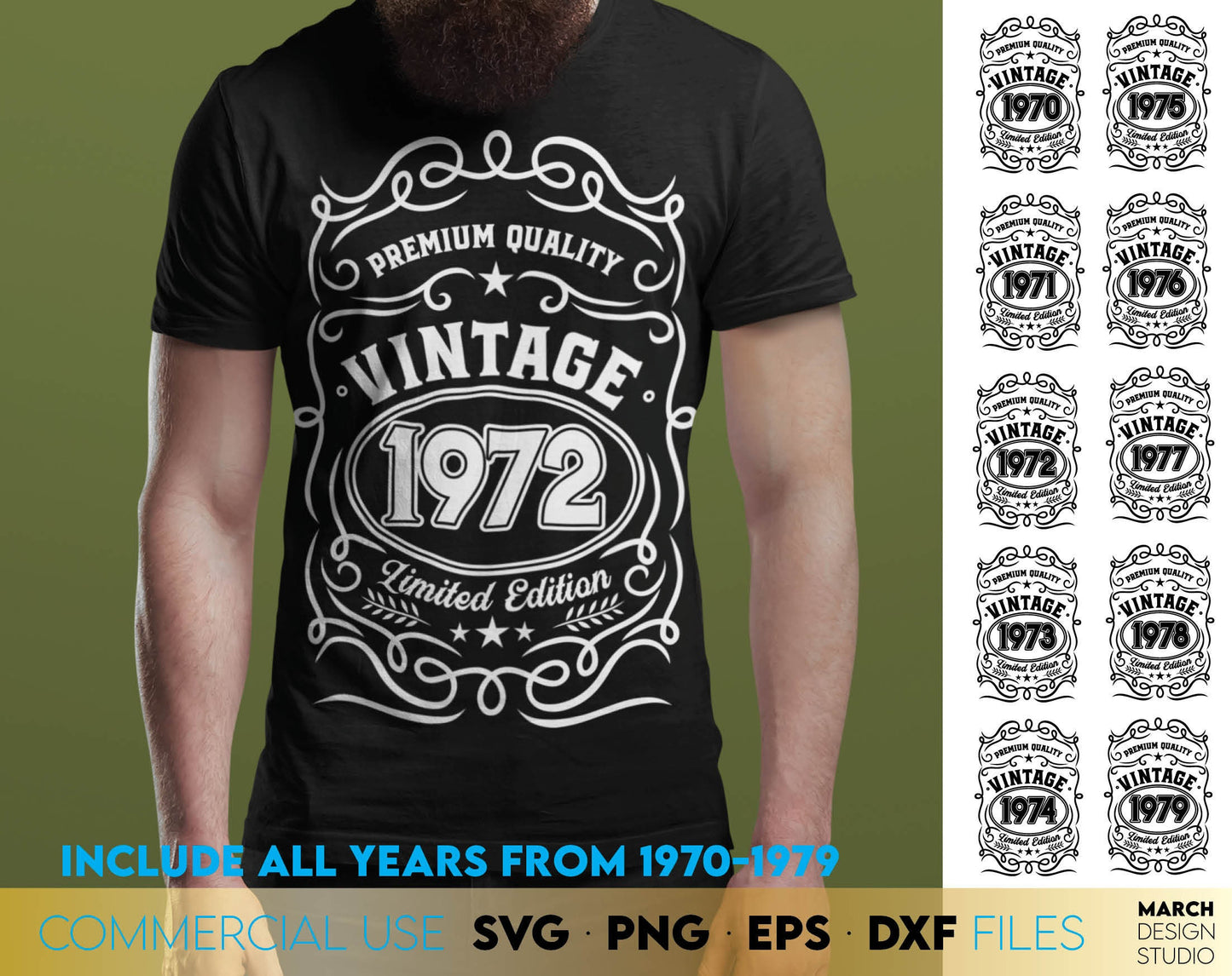 Vintage Birthday Dad Shirts Bundle or Fathers day shirt designs bundle. SVG, PNG, EPS and DXF files included. Cut from vinyl, use for sublimation or laser cut projects. Compatible with Cricut, Silhouette or other machines. Buy now and enjoy!
