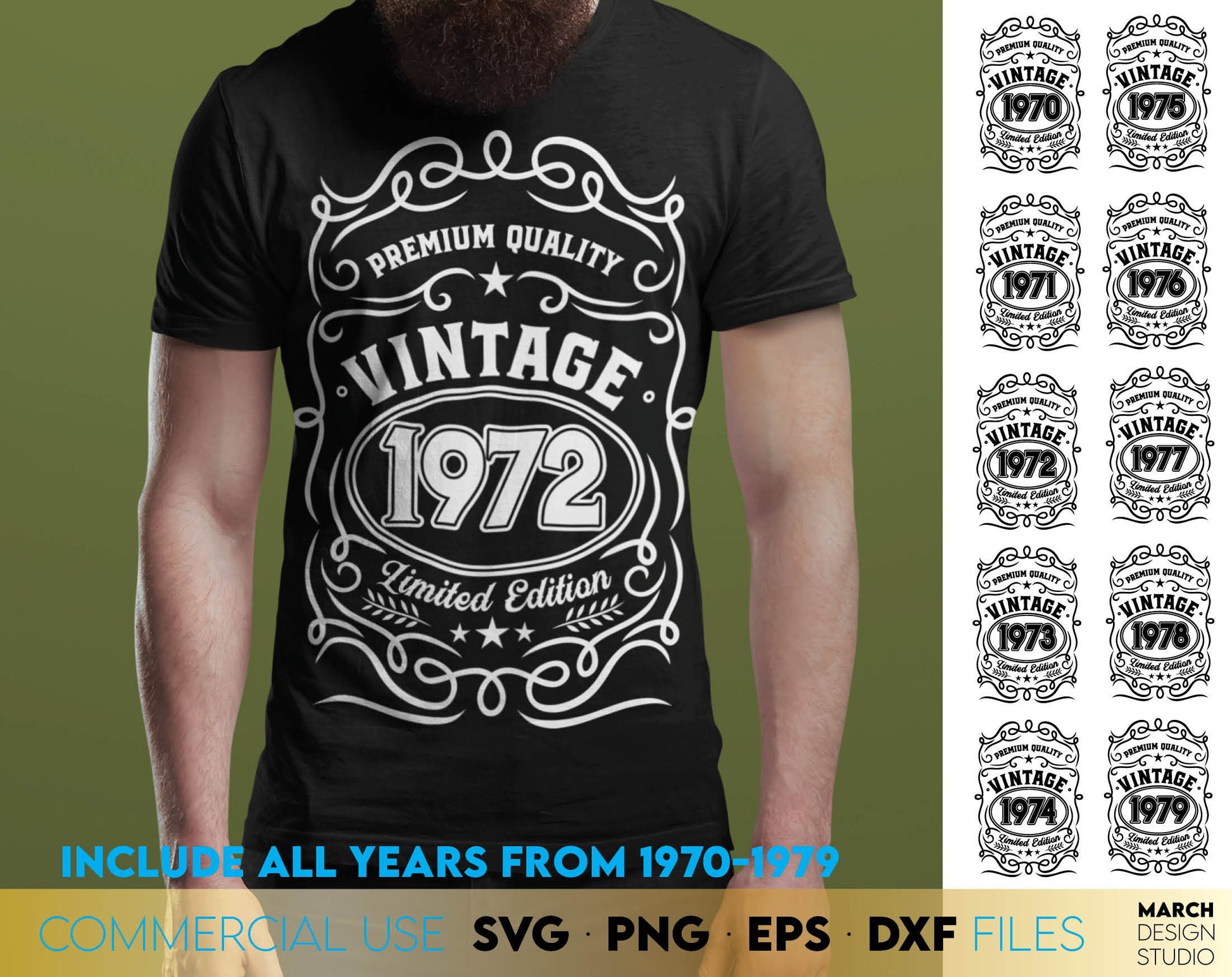 Vintage Birthday Dad Shirts Bundle or Fathers day shirt designs bundle. SVG, PNG, EPS and DXF files included. Cut from vinyl, use for sublimation or laser cut projects. Compatible with Cricut, Silhouette or other machines. Buy now and enjoy!
