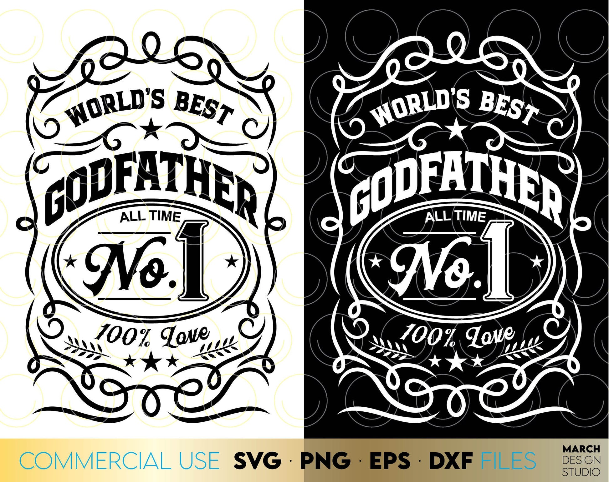 Worlds best Godfather No.1 shirt design. Use it for Dad birthday or Fathers Day gift ideas. SVG PNG EPS DXF files included. Compatible with Cricut, Silhouette or other equipment. Cut from vinyl, use for sublimation or laser cut or grave projects.
