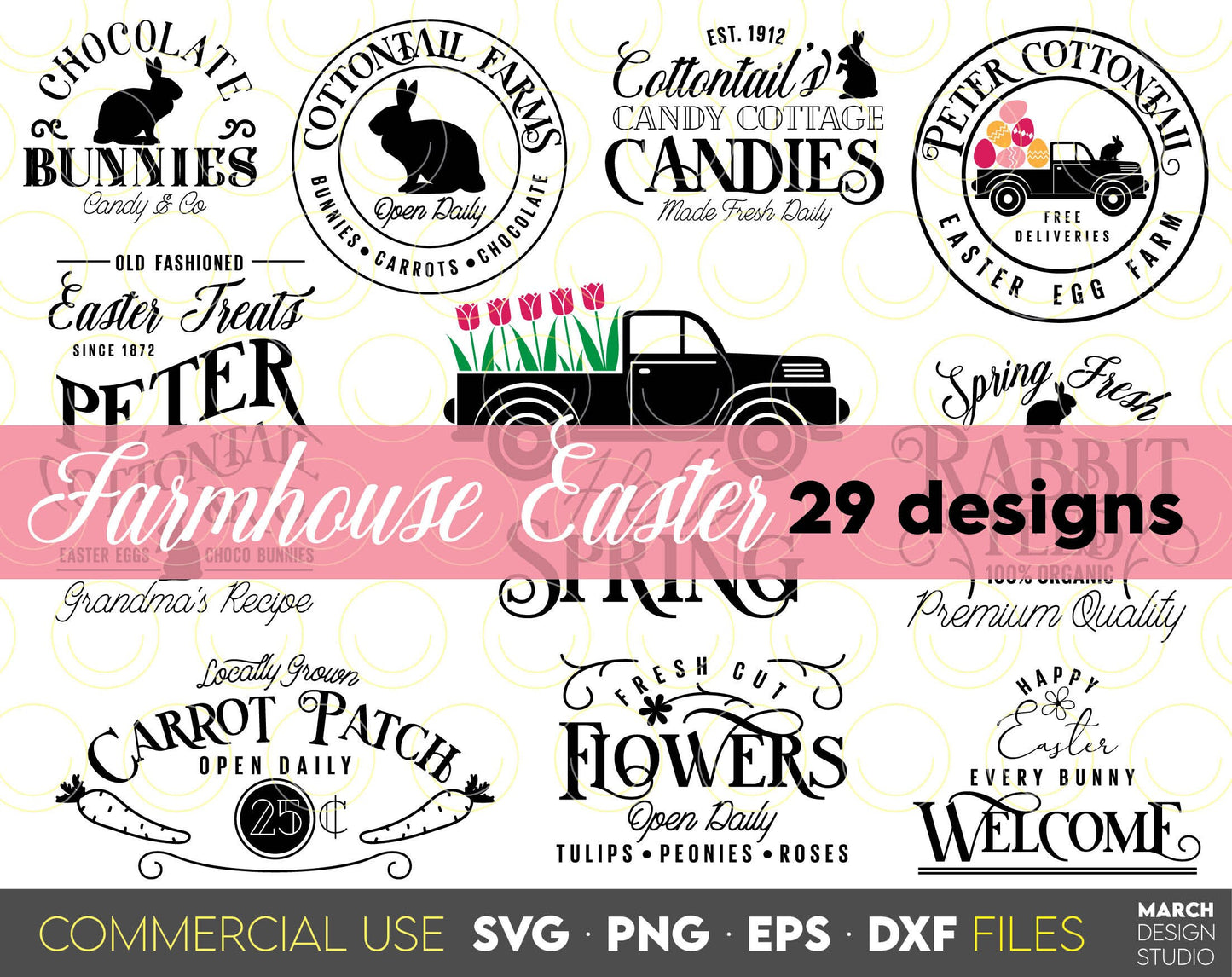 Farmhouse easter bundle for Your easter farmhouse ornaments, signs, decorations. SVG, PNG, EPS, DXF files included. Compatible with Cricut, Silhouette or other machines. Cut from vinyl, use for sublimation or laser cut projects. Buy now and enjoy!