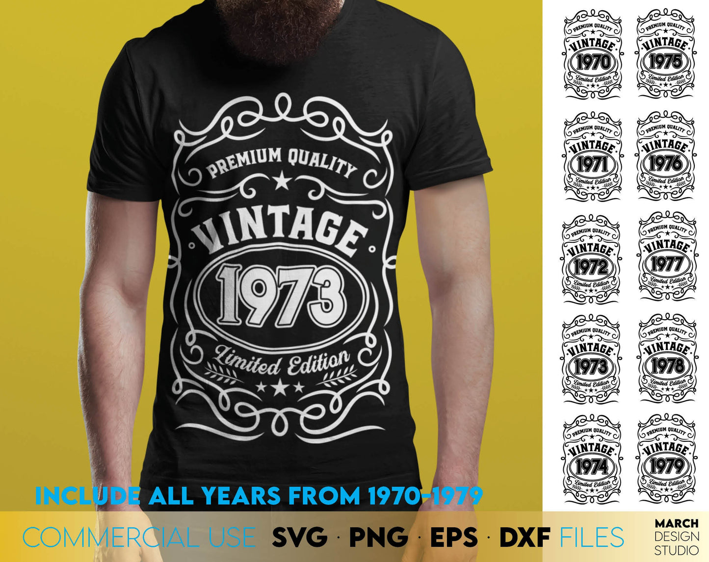 Vintage Birthday Dad Shirts Bundle or Fathers day shirt designs bundle. SVG, PNG, EPS and DXF files included. Cut from vinyl, use for sublimation or laser cut projects. Compatible with Cricut, Silhouette or other machines. Buy now and enjoy!