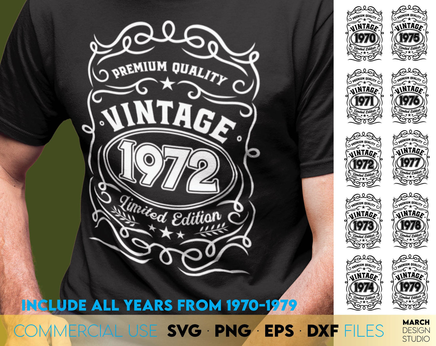 Vintage Birthday Dad Shirts Bundle or Fathers day shirt designs bundle. SVG, PNG, EPS and DXF files included. Cut from vinyl, use for sublimation or laser cut projects. Compatible with Cricut, Silhouette or other machines. Buy now and enjoy!