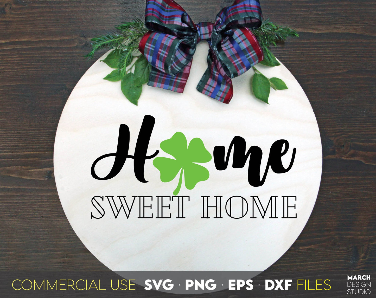 Farmhouse Front Porch Last Name Sign for lucky irish family. SVG PNG DXF EPS files included. Use for cutting from vinyl, sublimation or laser cut projects. Compatible with Cricut, Silhouette equipment. Buy now with discount and enjoy! Home sweet home