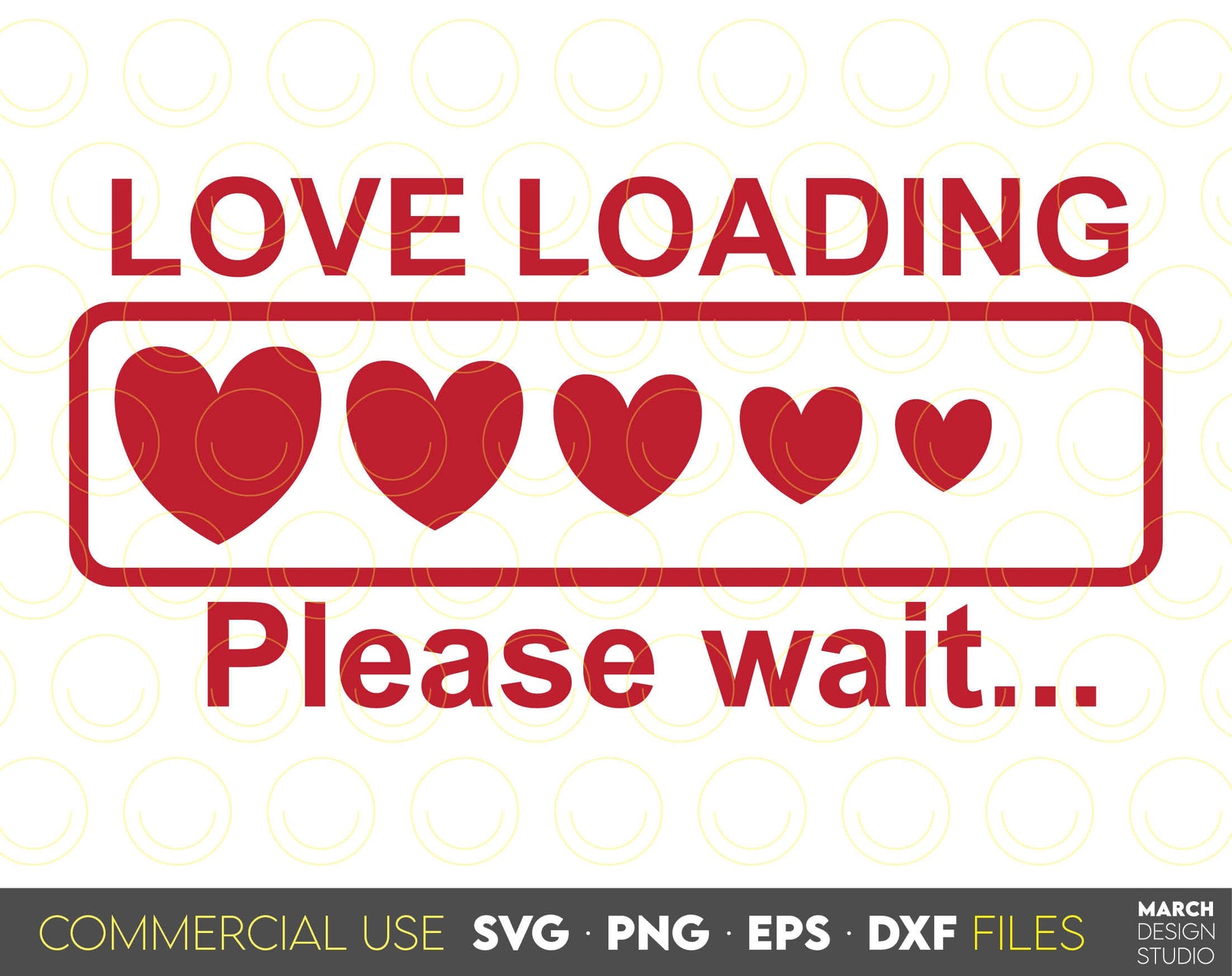 Love Loading Design For Your Gift ideas, Valentine`s Day or Birthday Party. SVG, PNG, DXF, EPS file formats allow use this designs for cutting, sublimation or laser cut projects. buy now and enjoy! Compatible with Cricut, Silhouette and Glowforge.